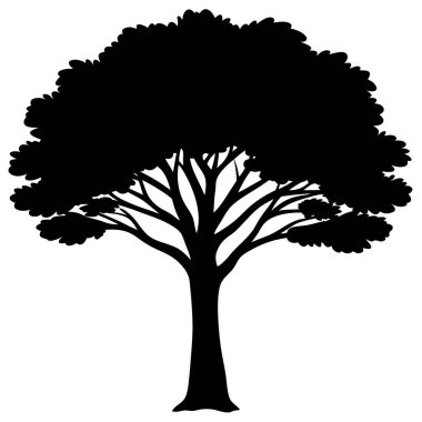 Beyaz arka planda ağaç silueti. Ağaç vektörü