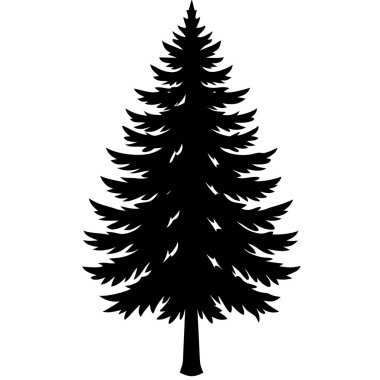 Beyaz arka planda çam ağacı silueti