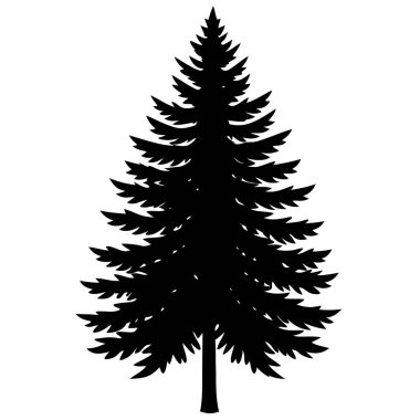 Siyah renkli siluet çam ağacı