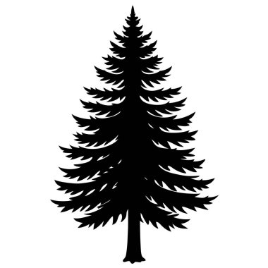 Arkaplanda izole edilmiş ağaç silueti, vektör illüstrasyonu