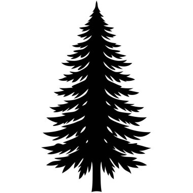 Beyaz arkaplanda izole edilmiş çam ağacı sanatı, vektör illüstrasyonu