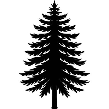 Ağaç simgesi. Çam ağacı vektör sembolünün basit bir gösterimi