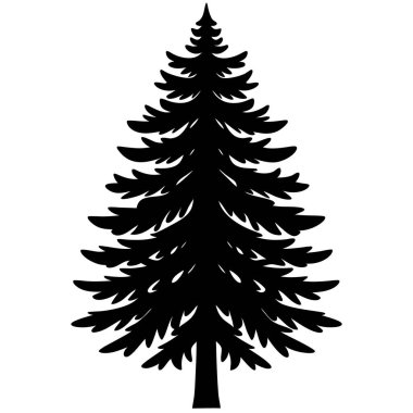 Beyaz arkaplanda izole edilmiş noel ağacı silueti