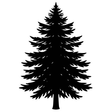Vektör siluet noel ağacı. Beyaz arkaplanda izole edilmiş resim.
