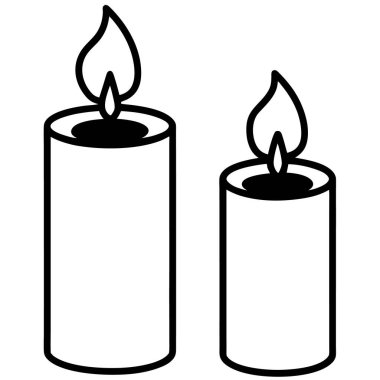Yanan mum ikonu. Mum yakma vektörünün özet çizimi