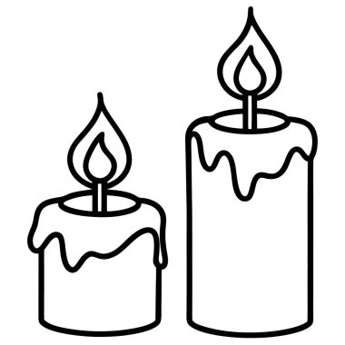 Beyaz arkaplanda yanan mum, illüstrasyon, vektör