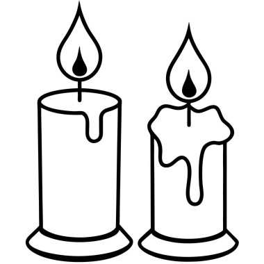 Mumlar ve iki şamdan, basit vektör illüstrasyonu