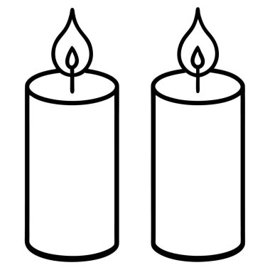 iki mum ikonu. İki mum vektör simgesinin taslağı. beyaz arkaplanda izole