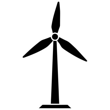 Yel değirmeni ikonu. Beyaz arkaplanda izole edilmiş yenilenebilir enerji santrali vektör ikonu tasarımının basit bir çizimi