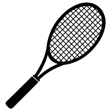 Tenis raketi ikonu. Tenis raketi vektör simgesinin basit bir gösterimi