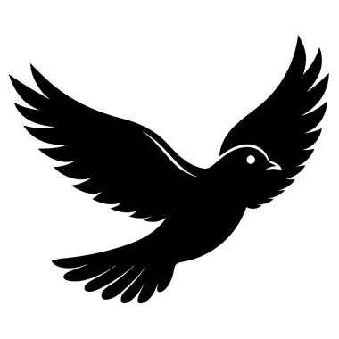 güvercin kuş silueti vektör çizimi beyaz arkaplanda izole edildi