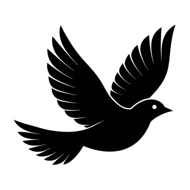 Güvercin kuş silueti beyaz arkaplanda izole edildi