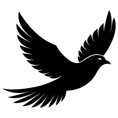 Uçan bir kuşun arka planında kara güvercin. vektör illüstrasyonu