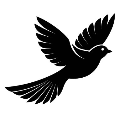 Beyaz arkaplanda siyah renkli güvercin simgesi var. Kuş sembolü. vektör illüstrasyonu.