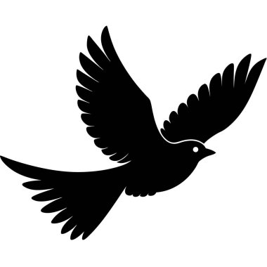 Uçan güvercinin siyah silueti