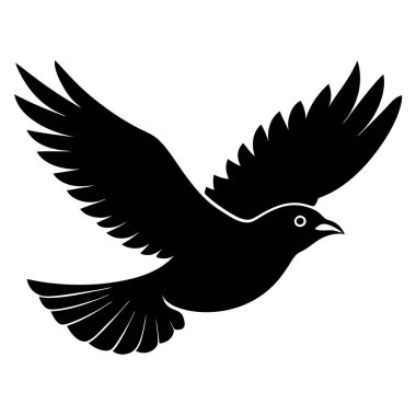 Siyah kuş silueti beyaz arkaplanda izole edildi