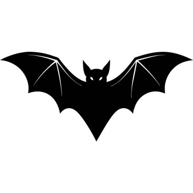 Yarasa vektör simgesi. Siyah vektör logosu beyaz arkaplanda izole edildi