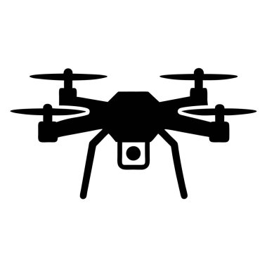 İHA kamera simgesi. Beyaz arkaplanda izole edilmiş web tasarımı için drone vektör simgesinin basit tasarımı