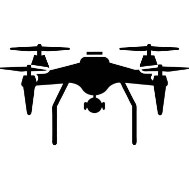 İHA simgesi. Beyaz arkaplanda izole edilmiş İHA vektör simgesi tasarımının basit bir çizimi