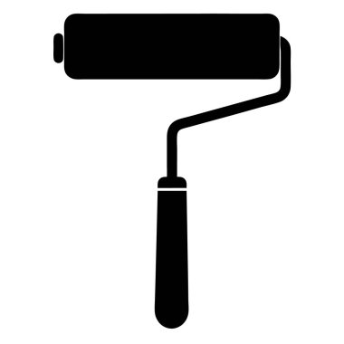 boya silindirli fırça simgesi, siyah stil