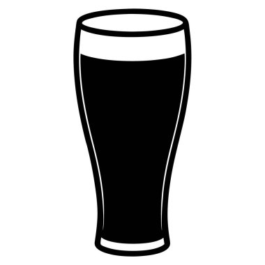 Bir bardak bira ikonu. Siyah arkaplan. vektör illüstrasyonu.