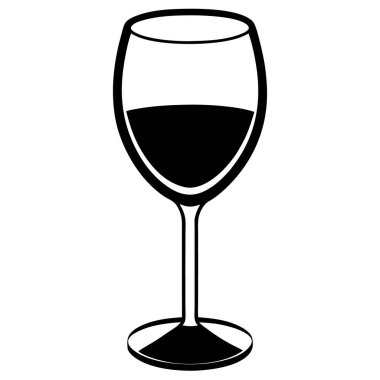 Şarap ikonlu cam, sade stil.