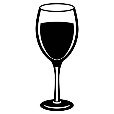 Bir kadeh şarap ikonu, taslak tarzı.