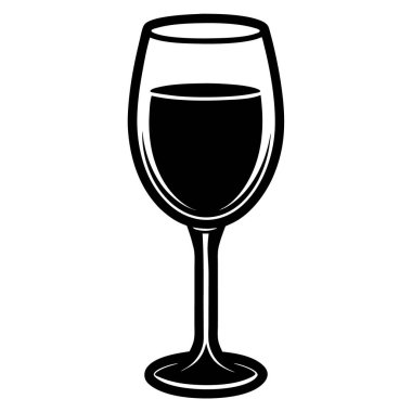 Şarap kadehi, cam ikon, taslak tarzı.