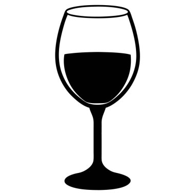 Bir kadeh şarap ikonu, sade stil.