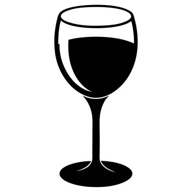 Bir kadeh şarap ikonu. Şarap vektör simgesinin basit bir çizimi