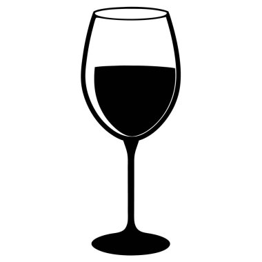 Bir kadeh şarap, siyah ikon, vektör illüstrasyonu