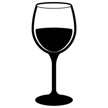 Kırmızı şarap ikonlu cam, sade stil.