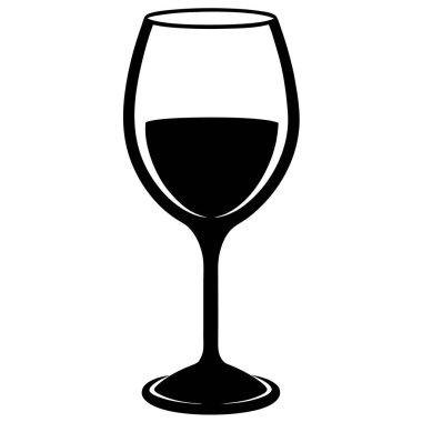 Bir kadeh şarap ikonu. Cam şarap kadehi vektör simgesinin basit bir gösterimi