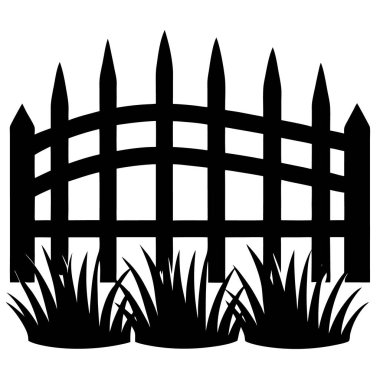 Çimen ikonlu çit. Bahçe çiti vektör simgelerinin basit çizimi