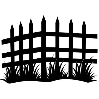 Çim ikonlu bir çit. vektör illüstrasyonu