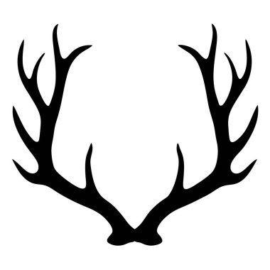 Geyik boynuzu silueti beyaz arka planda izole edilmiş, vektör illüstrasyonu