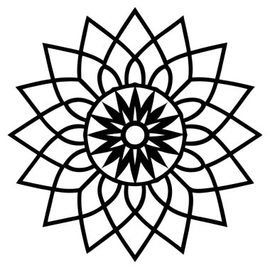Süslemeli mandala vektörü, Çember Mandala ana hat vektörü