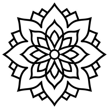 Sevimli mandala vektörü, Mandala tasarım ana hatları vektörü