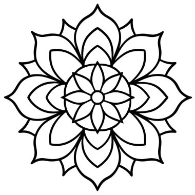 Mandala çiçek dekoratif ikon vektör çizimi, mandala vektörü