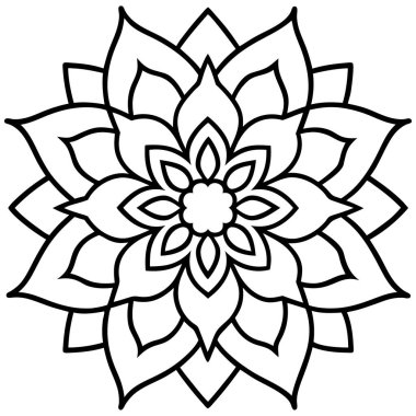 Mandala desenli siyah beyaz çizim