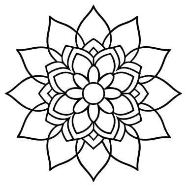 Beyaz arka planda çiçek mandala 'sı. Yaratıcı mandala vektörü