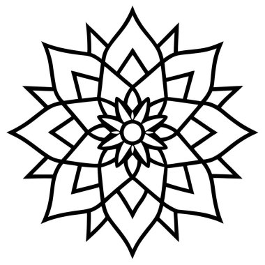 Beyaz arka planda çiçek mandala 'sı. Boyama sayfası için dekoratif öge. El çizimi çiçek deseni