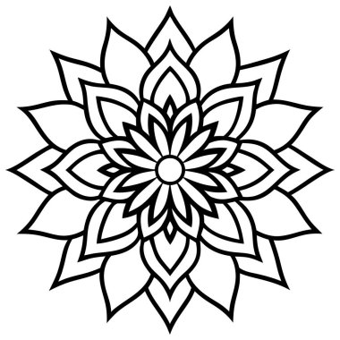 Siyah beyaz mandala vektör illüstrasyonu
