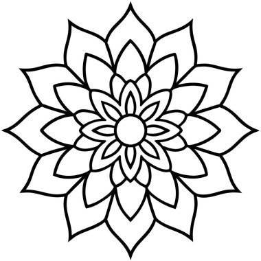 Çiçek mandala vektörü, ana hatlı mandala sanatı