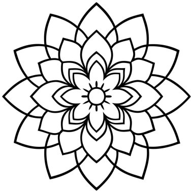 Doodle Style Mandala ana hatları, elle çizilmiş mandala.