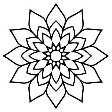 Doodle Style Mandala ana hatları, elle çizilmiş mandala.
