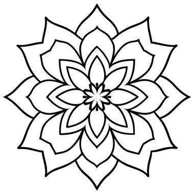 Mandala dış hat süsü, süslü mandala vektör illüstrasyonu
