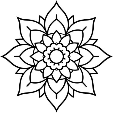 Mandala şekil sanatı. yuvarlak süs vektörü. Dekoratif mandala taslağı. elle çizilmiş mandala ana hatları vektörü.