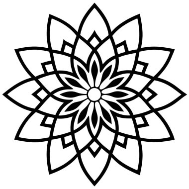 Renk sayfaları için vektör mandala, mandala ana hatları