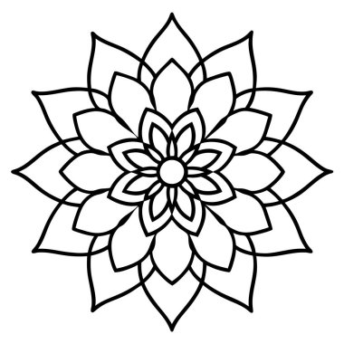 Dekorasyon için çiçek mandala vektör çizimi, mandala ana hatları